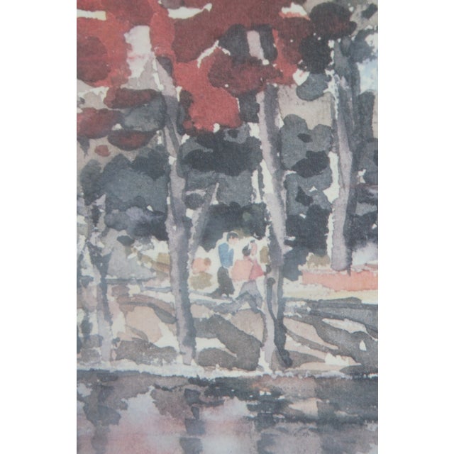 Printmaking Materials Paul N. Norton Old Covered Bridge Landscape Off Set Lithograph Print 29" For Sale - Image 7 of 12