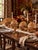 A set of four vintage handcrafted turkey figurines featuring woven straw bodies, carved wooden heads, and beautifully...