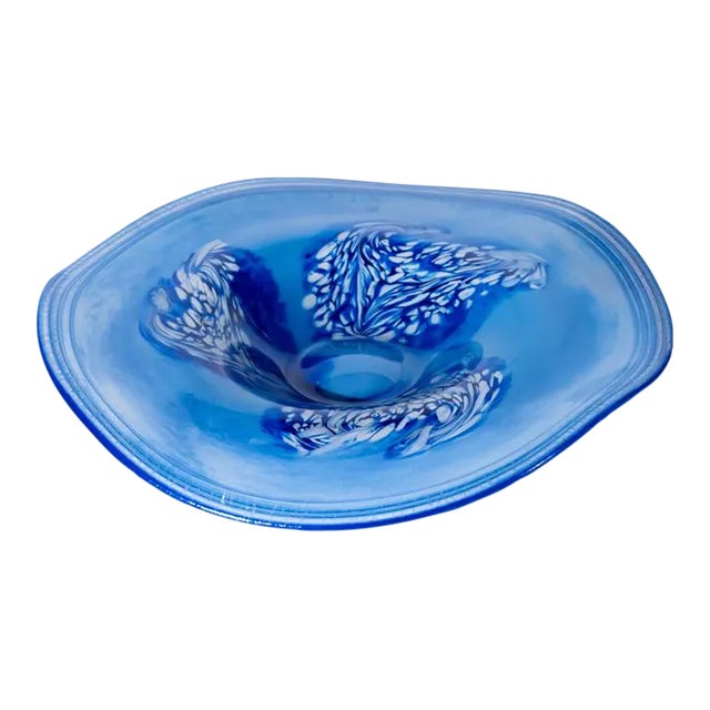 Mid-Century Vintage Blown Glass Wavy Abstract Bowl For Sale