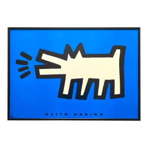 Keith Haring Estate Vintage 1994 Lithograph Print Framed Pop Art Poster " Barking Dog " 1980