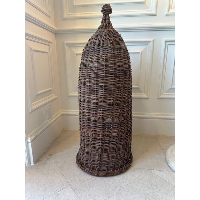 1980s Vintage 36” Woven Wicker Bee Skep For Sale - Image 5 of 15