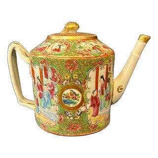 19th Century Rose Medallion Teapot For Sale