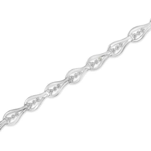 Sterling Silver Diamond Link Bracelet (0.5 cttw, I-J Color, I3 Clarity) For Sale - Image 4 of 7