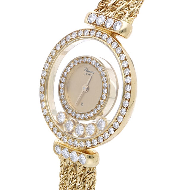 Metal Chopard Happy Diamonds 4066 18k Yellow Gold Watch Circa 1985 Full Set For Sale - Image 7 of 13