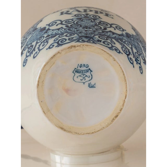 Tichelaar Makkum Delft Blue Tobacco Jar Table Lamp, New Pleated Silk Lampshade For Sale - Image 11 of 12