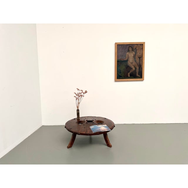 Imposing 1950s coffee table, a piece of Brazilian folk art distinguished by its brutalist aesthetic and profoundly...