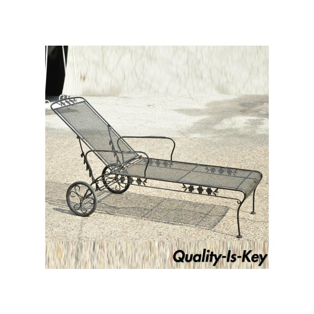 Vintage Woodard Wrought Iron Adjustable Black Patio Garden Chaise Lounge Chair Chairish