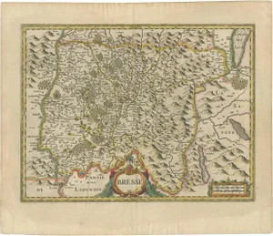 Antique Map of the Region of Bresse by Hondius, 1630