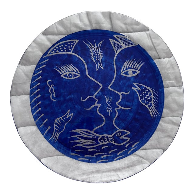 1960s Ulrica Hydman-Vallien for Kosta Boda - "Kaboka Faces" Glass Plate Centerpiece For Sale