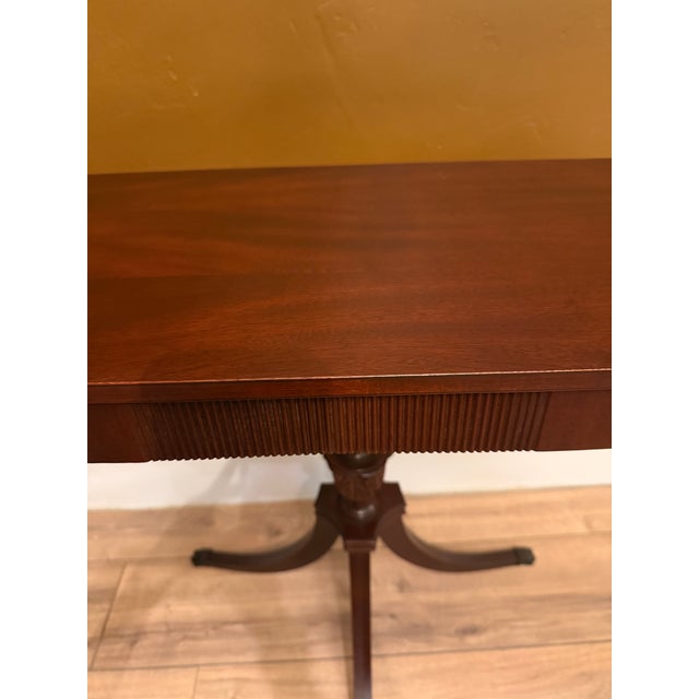 Wood Vintage Mersman Mahagony Demilune Hexagon Entryway Table - 1960s For Sale - Image 7 of 12