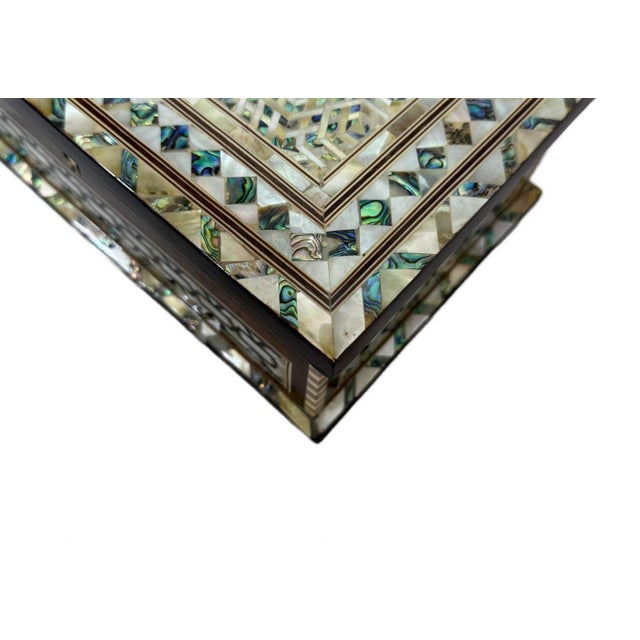 Handmade Wooden Jewelry Box Wood Trinket Storage Wood Box Mother of Pearl Inlay For Sale - Image 6 of 11