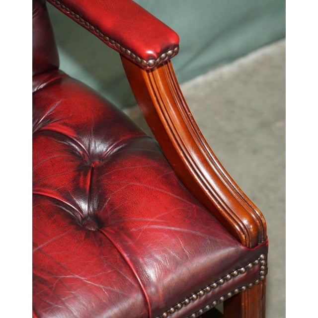 Red Georgian Oxblood Leather and Hardwood Gainsborough Library Armchair For Sale - Image 8 of 17