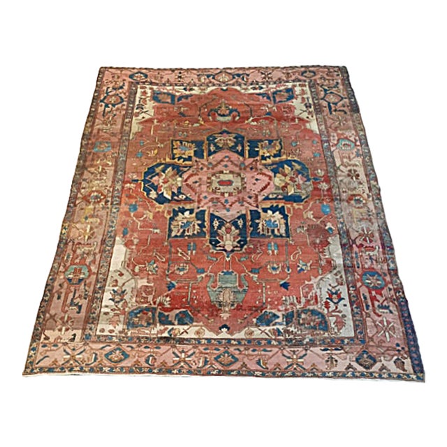 Antique Persian Serapi Rug. 13'6"x 9'6" For Sale