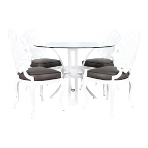 1970s Vintage Aluminum "Shell" Dining Set in the Style of Brown Jordan