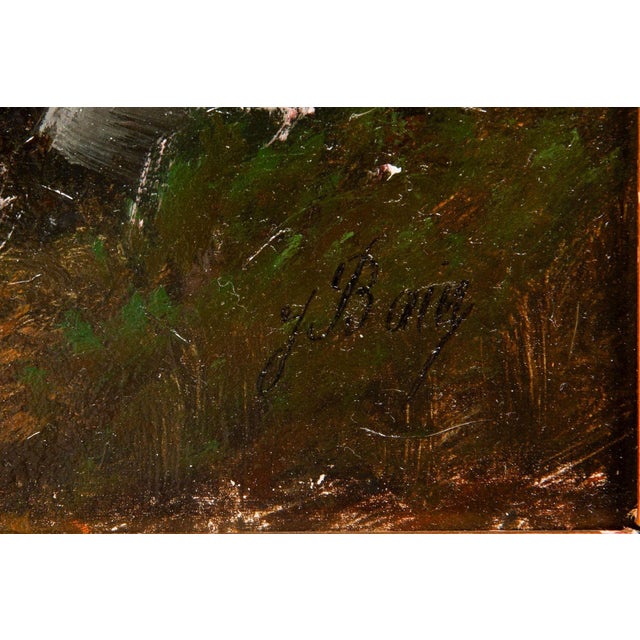French Barbizon Antique Oil Painting of Evening Landscape by Jean Bain For Sale - Image 10 of 12