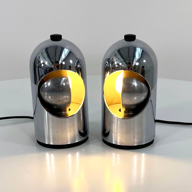 Chromed Table Lamps from ABM, 1960s, Set of 2, in Good conditions. Designed 1960 to 1969 This piece has an attribution...