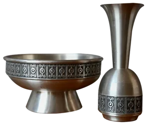 Scandinavian Pewter Cup and Vase in Pewter by Haugrud, Norway, Set of 2