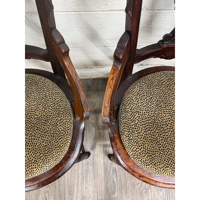 Antique Victorian Eastlake Style Walnut Dining Arm Chairs - Set of 4 For Sale - Image 9 of 14