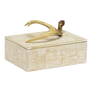 Wildwood Antler Wooden Box, Small For Sale