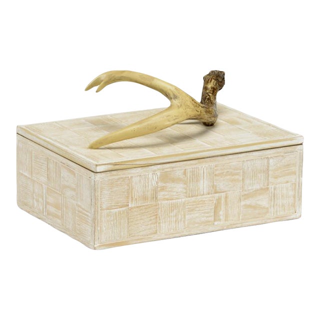 Wildwood Antler Wooden Box, Small For Sale