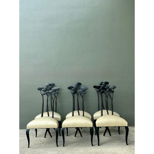 Vintage Christopher Guy Art Nouveau Style Dining Chairs - Set of 6 For Sale - Image 11 of 13