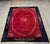 Antique Chinese Art Deco Red and Navy Blue Floral Wool Rug For Sale - Image 4 of 7