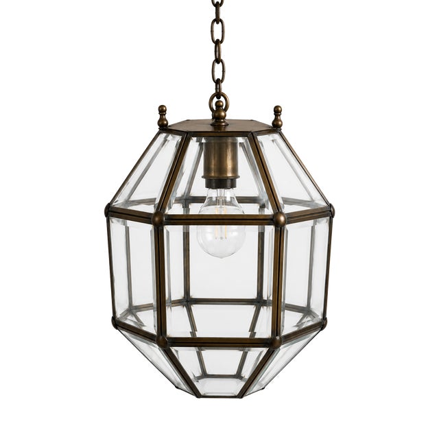 Antique Vienna Secession Pendant Lantern with Beveled Glass attributed to Adolf Loos, Vienna, 1900s For Sale