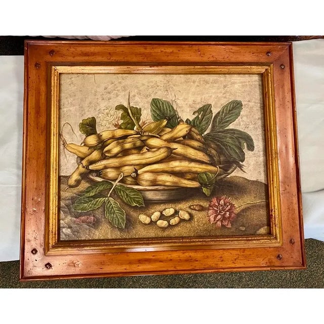 Beautiful soft, earthy tones of greens, beiges, and golds with crackle antiquing. Expertly framed with hand-stretched...