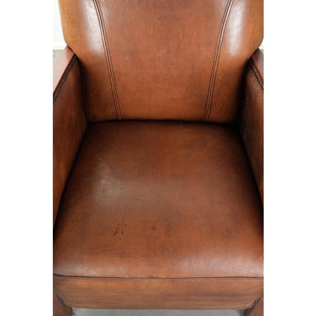 Art Deco Style Sheepskin Armchair in with Wooden Armrests For Sale - Image 6 of 12