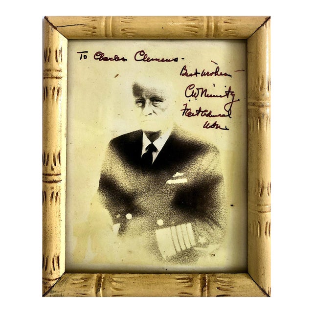 Signed Black & White Photo of Ww II u.s. Pacific Fleet Commander in Chief Chester W. Nimitz For Sale