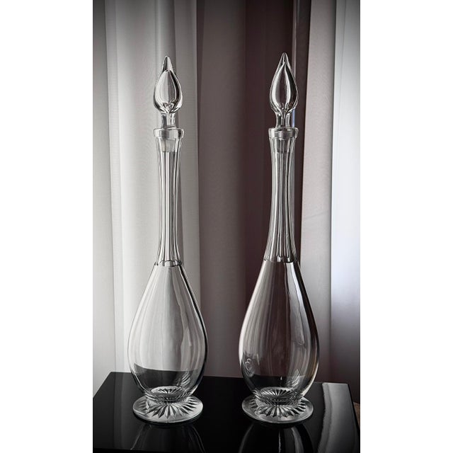 Antique Clear Glass Teardrop Decanters, 1890s, Set of 2 For Sale - Image 4 of 16