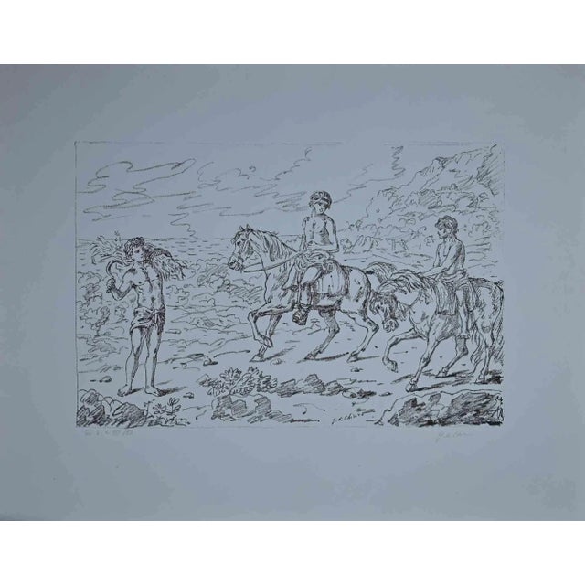 The sons of archon - plate 8 is an original artwork by giorgio de chirico. Original title: "i figli dell'arconte". Hand...
