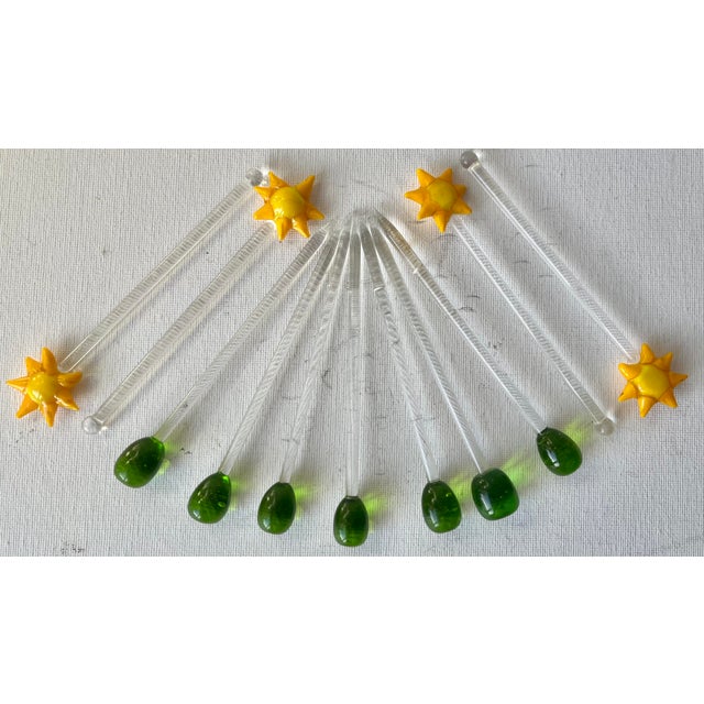 Vintage Blown Glass Martini Olive Picks & Sun Swizzle Sticks-Set 11 For Sale - Image 4 of 8