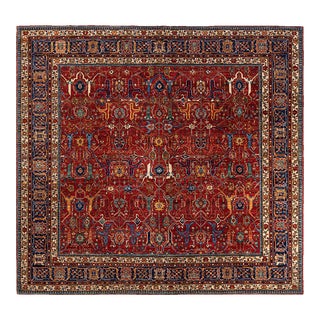 Serapi, One-of-a-Kind Hand-Knotted Runner Rug - Orange, 10' 0" x 9' 8" For Sale