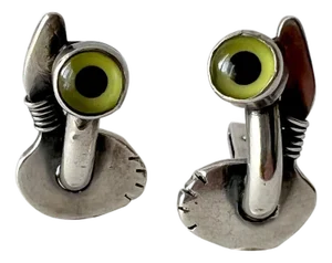 Sam Kramer Surrealist New York Studio Sterling Taxidermy Eye Cufflinks