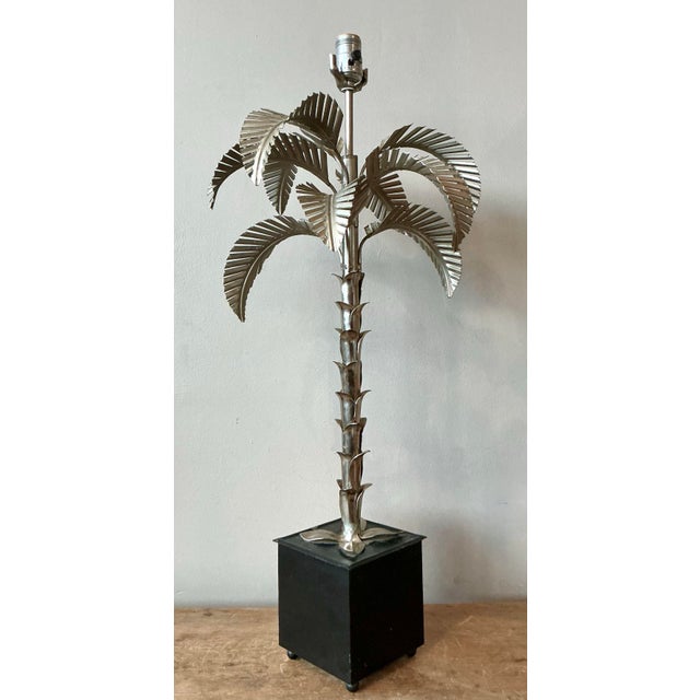 Wood Vintage Regency Punch Cut Palm Tree Lamp For Sale - Image 7 of 11