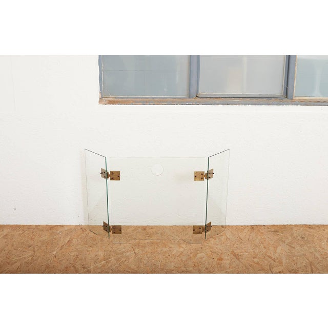 Fire Screen with Three-Part Glass Fire Guard with Gilded Brass Hinges, 1940s For Sale - Image 16 of 17