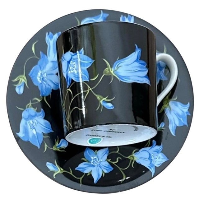 1980s Tiffany & Co. 4 Cup & Saucer Set Mrs. Delany’s Flowers by Sybil Connolly - 8 pcs For Sale In Las Vegas - Image 6 of 12