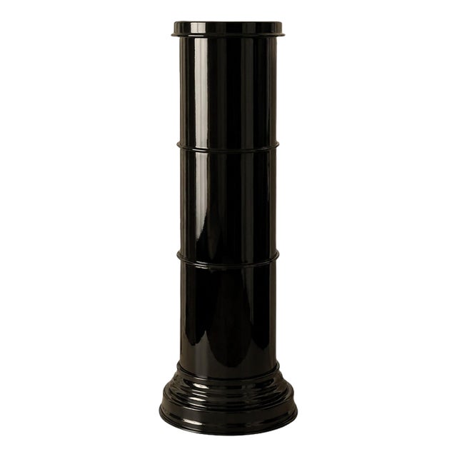 RL 10 Cylindrical Pedestal in Licorice Glossy Varnished Aluminum by Caspal For Sale