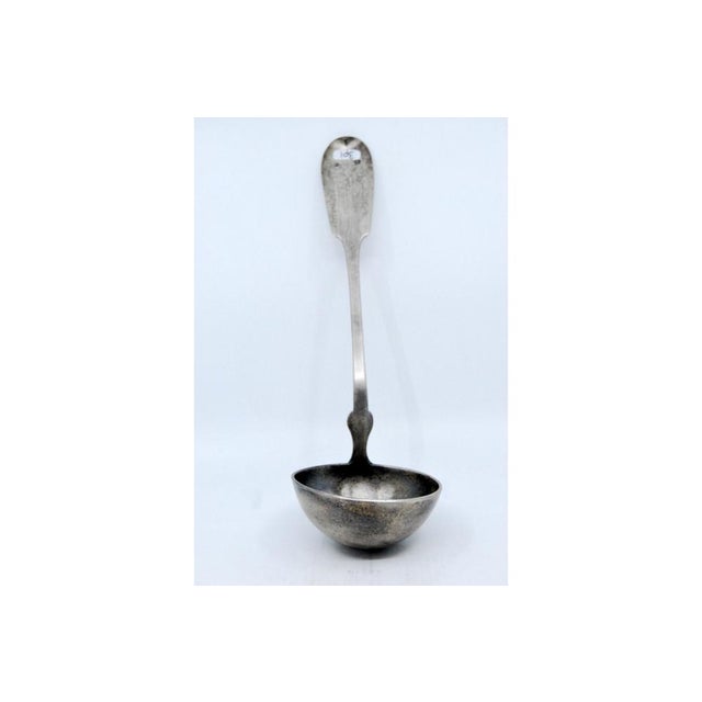 Silver Soup Ladle with Scalloped Handle For Sale - Image 3 of 6