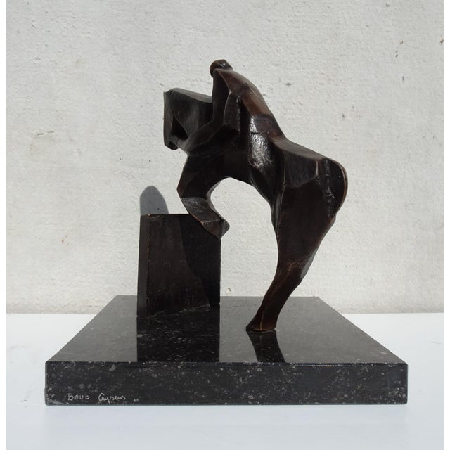 Metal Boud Ceysens, Jumping Horse, 1980s, Bronze & Marble For Sale - Image 7 of 15