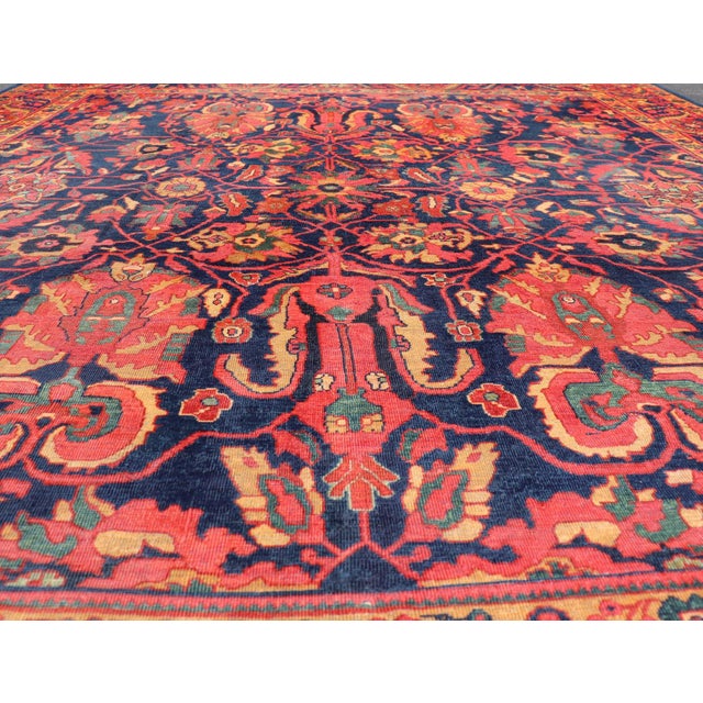 Antique Persian Sultanabad Rug With Large Scale Design in Blue 11'3" X 13'0" For Sale - Image 4 of 12