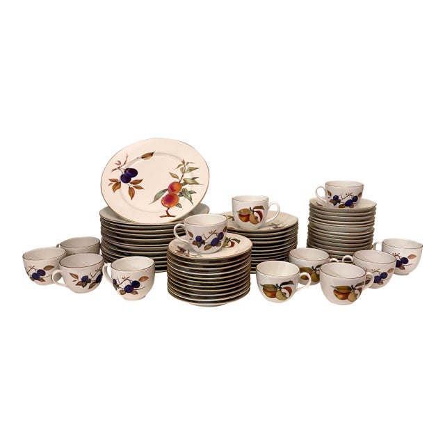 Vintage Royal Worcester Evesham Porcelain Dinner, Service for 12 For Sale