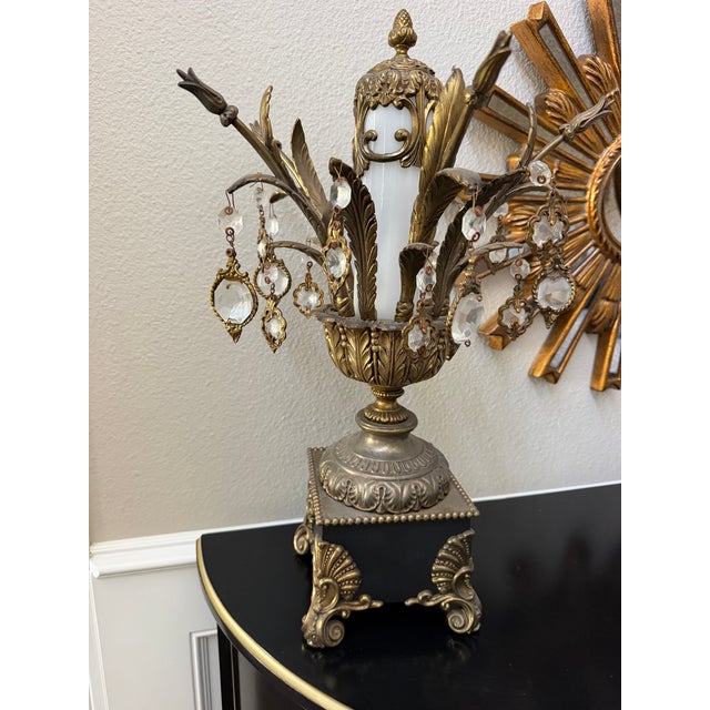 Vintage Table Lamps With Crystal Antique Gold For Sale - Image 10 of 17