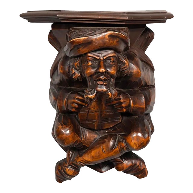 Victorian Walnut Figural Wall Bracket For Sale