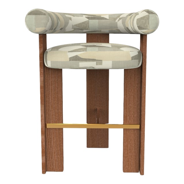 Collector Modern Cassette Bar Chair in Alabaster Fabric and Smoked Oak by Alter Ego For Sale