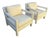 Vintage Upholstered Parsons Arm Chairs- A Pair For Sale