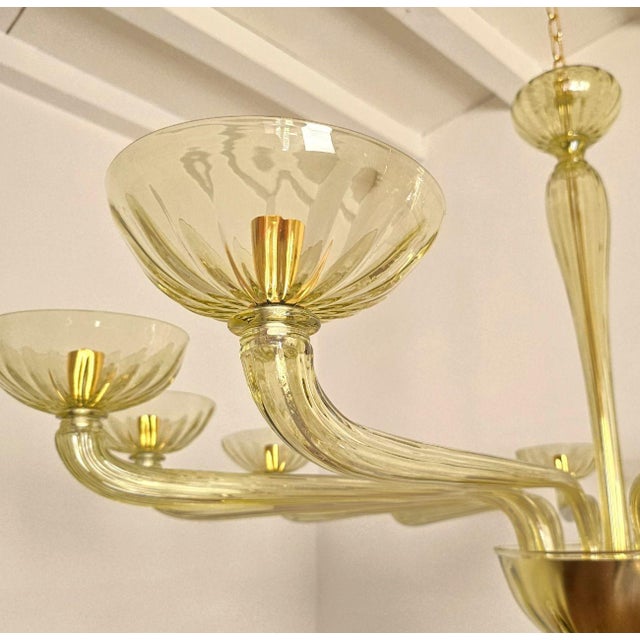 Green 1980s Large Olive Green Murano Glass Chandelier For Sale - Image 8 of 11