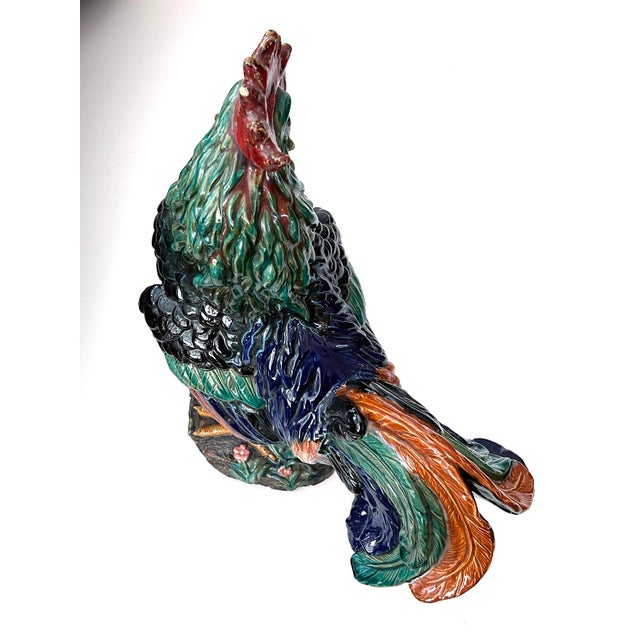 Large French Polychromed Ceramic Rooster in the Manner of Choisy-Le-Roi For Sale - Image 10 of 12