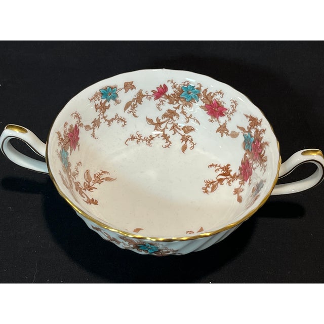White 1950s Minton Ancestral Footed Cream Soup Bowl & Saucer Sets English Bone China- 12 Pieces For Sale - Image 8 of 9